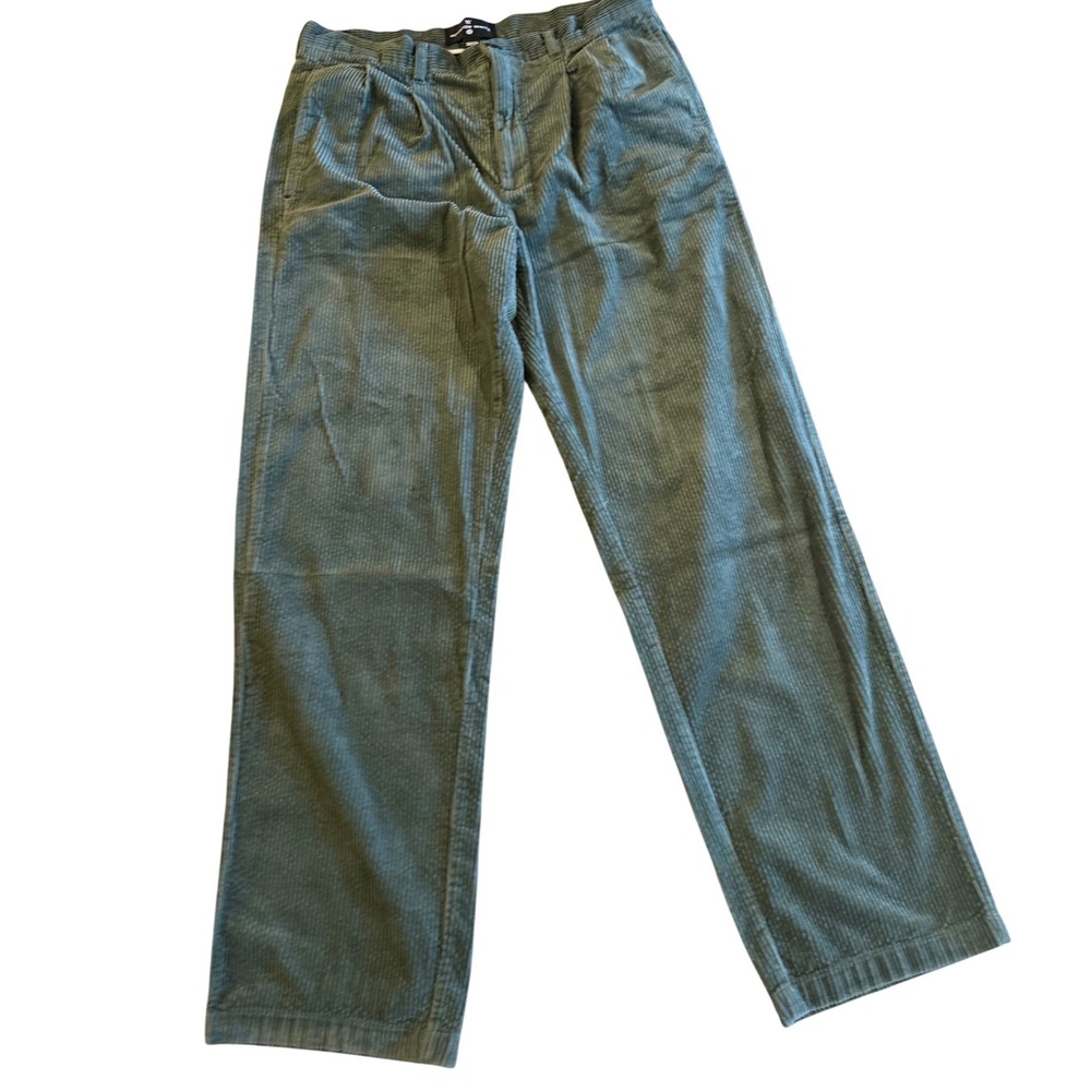 Houston White Corduroy Pleated Pants Sage Green‎ Mens 36x34